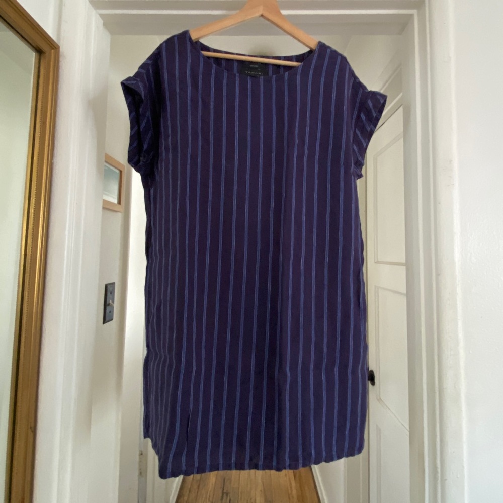 Tahari 100% linen striped tunic